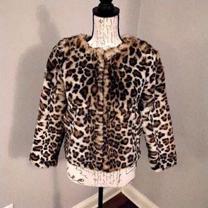 H&M Faux Fur Leopard Coat - 11-12Y